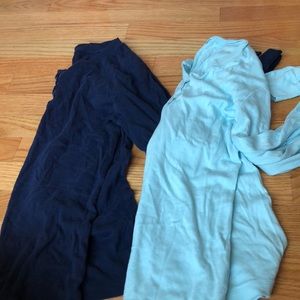 2 blue long sleeve pajama tops